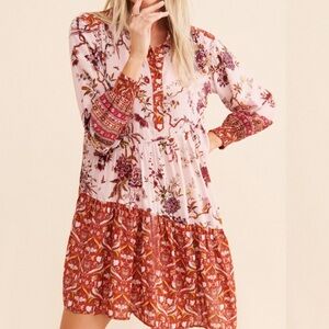 Anthropologie Asymmetrical Long Sleeve Floral Dress 🌷